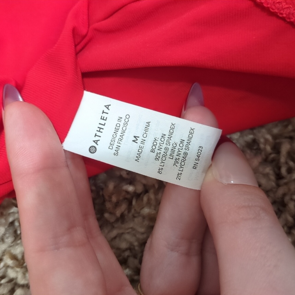 Athleta bright red one piece low back ribbed swimsuit - Picture 7 of 8
